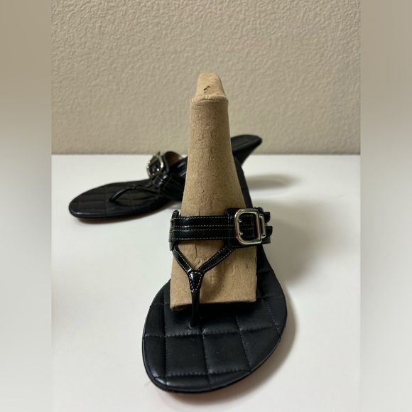 Cole Haan Buckle Strap Leather Wedge Flip Flop Style Sandals 8.5 - Picture 2 of 10